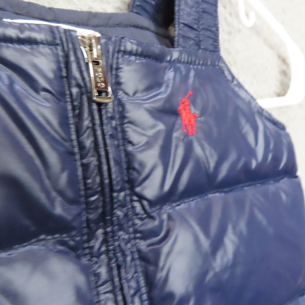 Ralph Lauren Overalls Snowsuit Infant Boys 6M Blue Quilted Zip Puffer Down NEW - Picture 2 of 7